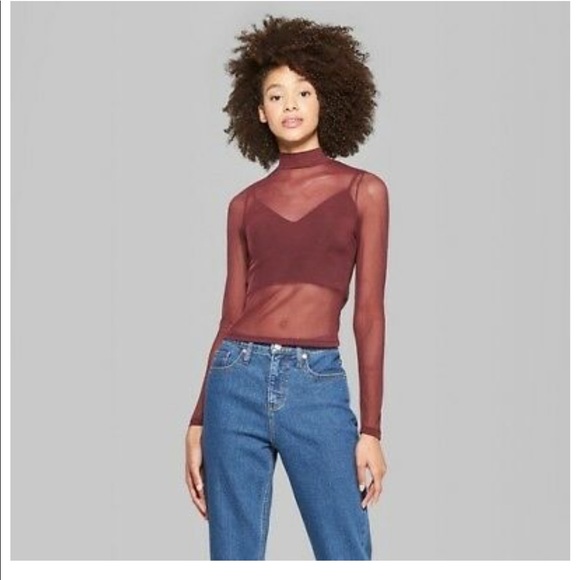 burgundy mesh top